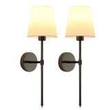 Arandela de Parede Recarregável em Metal com Cúpula de Tecido E27 LED RGB Dimerizável Bivolt 72h para Quarto e Sala