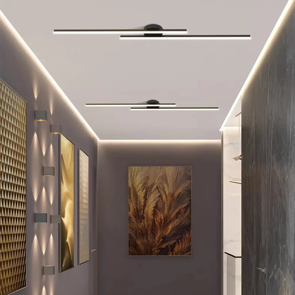 Luminária de Teto Linear em Alumínio LED Integrado 220V Sobreposta para Sala e Escritório