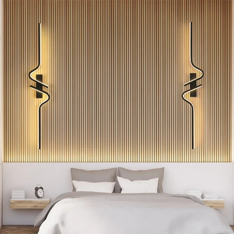 Arandela de Parede Linear Curva em Alumínio LED Integrado Dimerizável Bivolt 60cm ou 80cm para Sala e Quarto