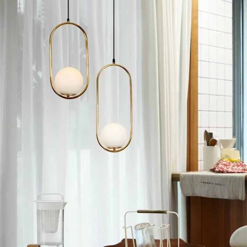 Pendente de Teto em Metal Dourado Polido Minimalista Bivolt para Sala de Jantar e Cozinha