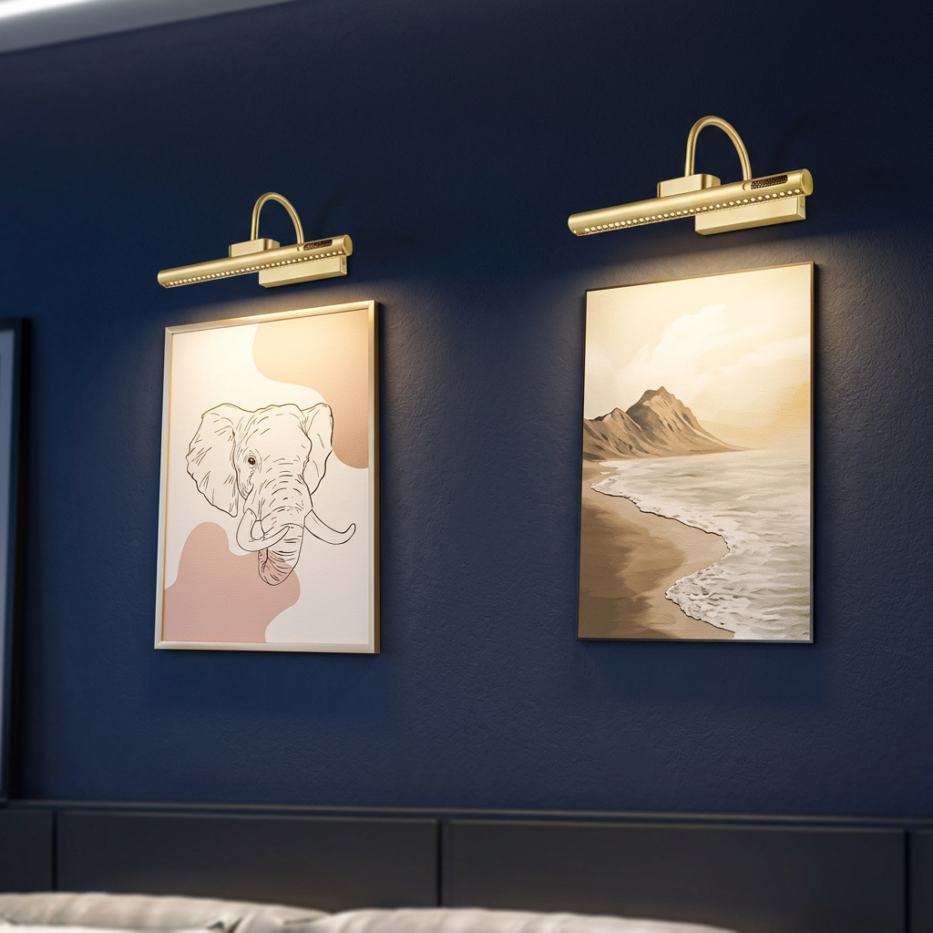 Luminária de Quadro e Espelho Recarregável em Alumínio LED Tricolor Dimerizável USB-C com Controle Remoto para Sala e Quarto