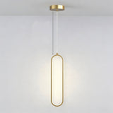 Pendente de Teto Oval em Ferro LED Integrado 16W–36W Bivolt Minimalista para Quarto e Sala de Jantar