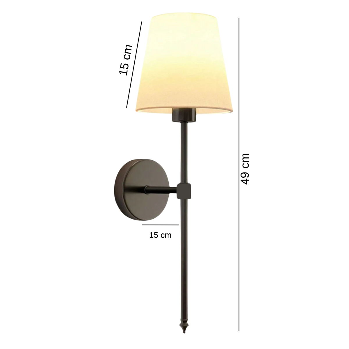 Arandela de Parede Recarregável em Metal com Cúpula de Tecido E27 LED RGB Dimerizável Bivolt 72h para Quarto e Sala