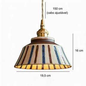 Pendente de Teto em Cerâmica Artesanal Azul e Branco E27 Bivolt Estilo Chinês Retrô para Sala de Jantar e Quarto