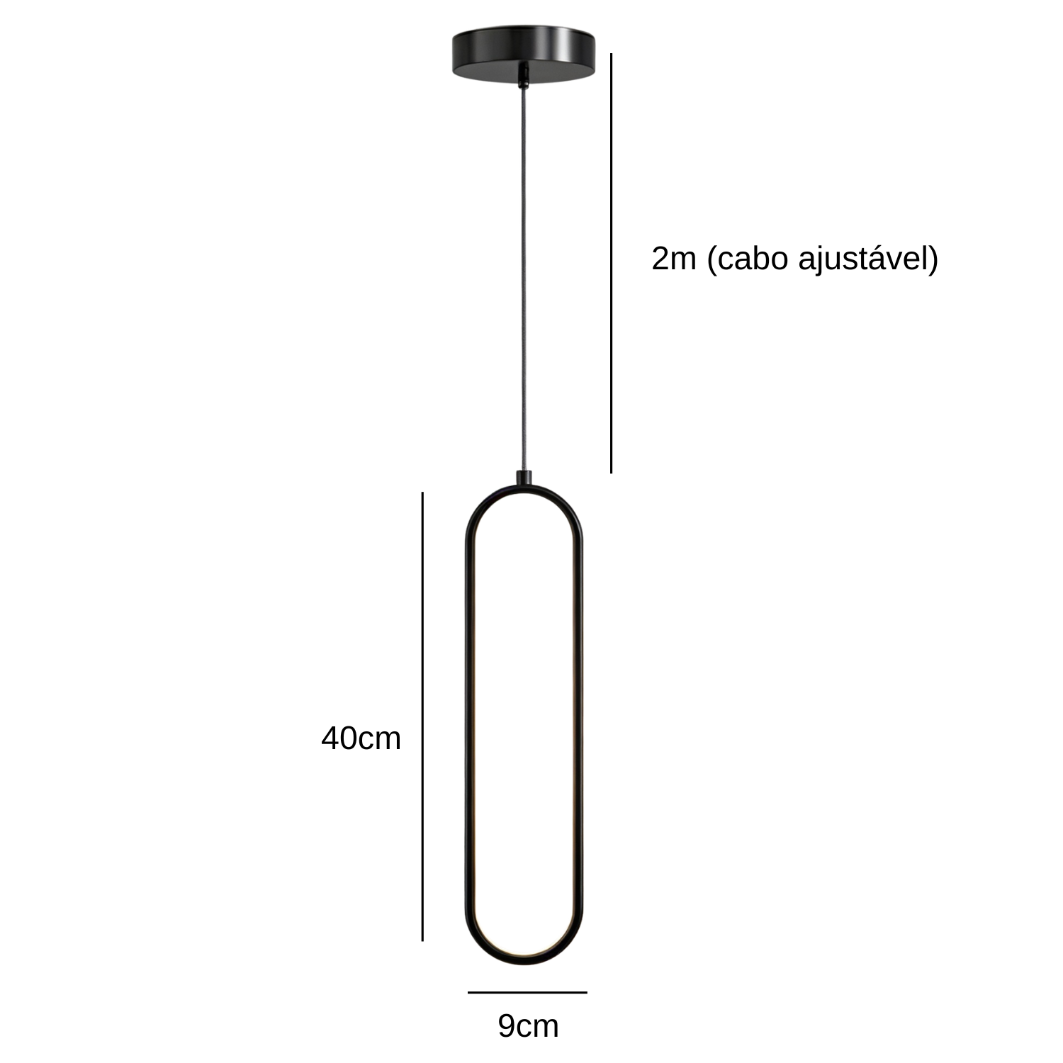 Pendente de Teto Oval em Ferro LED Integrado 16W–36W Bivolt Minimalista para Quarto e Sala de Jantar