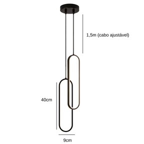 Pendente de Teto Oval em Ferro LED Integrado 16W–36W Bivolt Minimalista para Quarto e Sala de Jantar