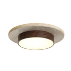 Plafon de Teto em Pedra Travertino e Madeira LED 28W Bivolt Wabi-Sabi 22cm para Sala e Corredor