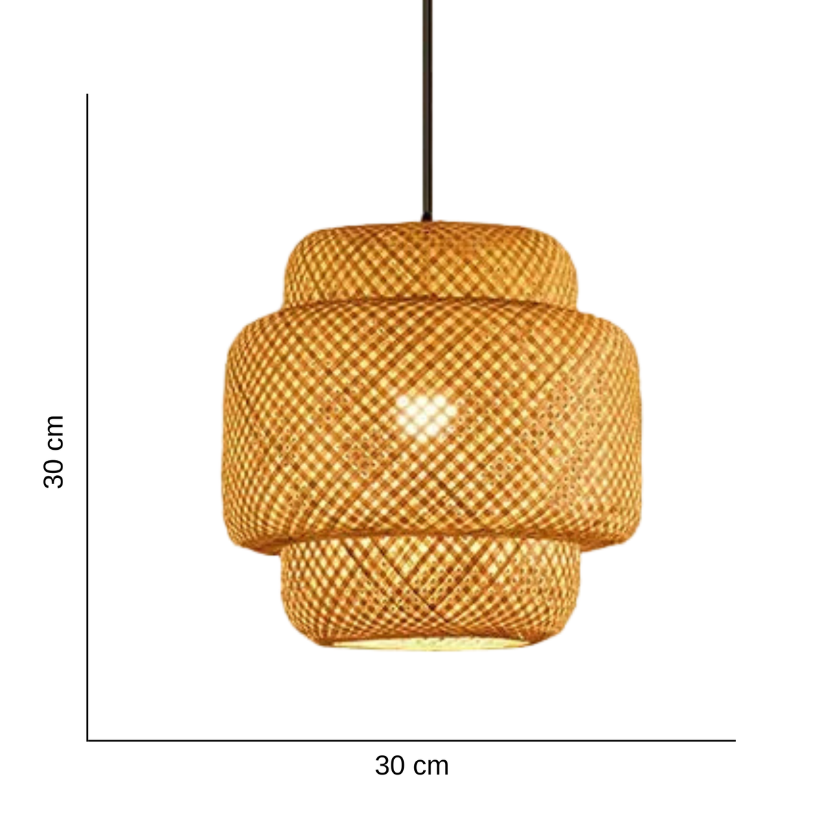 Pendente de Teto Artesanal em Bambu Natural e Madeira E27 Bivolt para Sala de Jantar e Quarto
