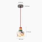 Pendente de Teto em Pedra Natural Mármore Colorido E27 Bivolt para Quarto e Sala de Jantar