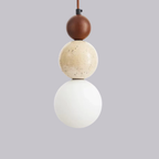 Pendente de Teto em Pedra Natural LED Integrado Bivolt Estilo Bauhaus para Quarto e Sala de Jantar