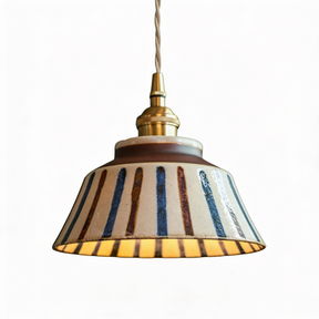Pendente de Teto em Cerâmica Artesanal Azul e Branco E27 Bivolt Estilo Chinês Retrô para Sala de Jantar e Quarto