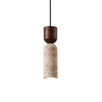 Pendente de Teto em Pedra Travertino Natural E27 Bivolt Estilo Japonês para Quarto e Sala de Jantar