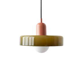 Pendente de Teto em Vidro Colorido e Metal E27 Bivolt Estilo Nórdico para Sala de Jantar e Estar