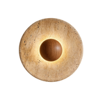 Arandela de Parede em Pedra Natural e Madeira LED Bivolt Estilo Japandi para Quarto e Sala de Estar