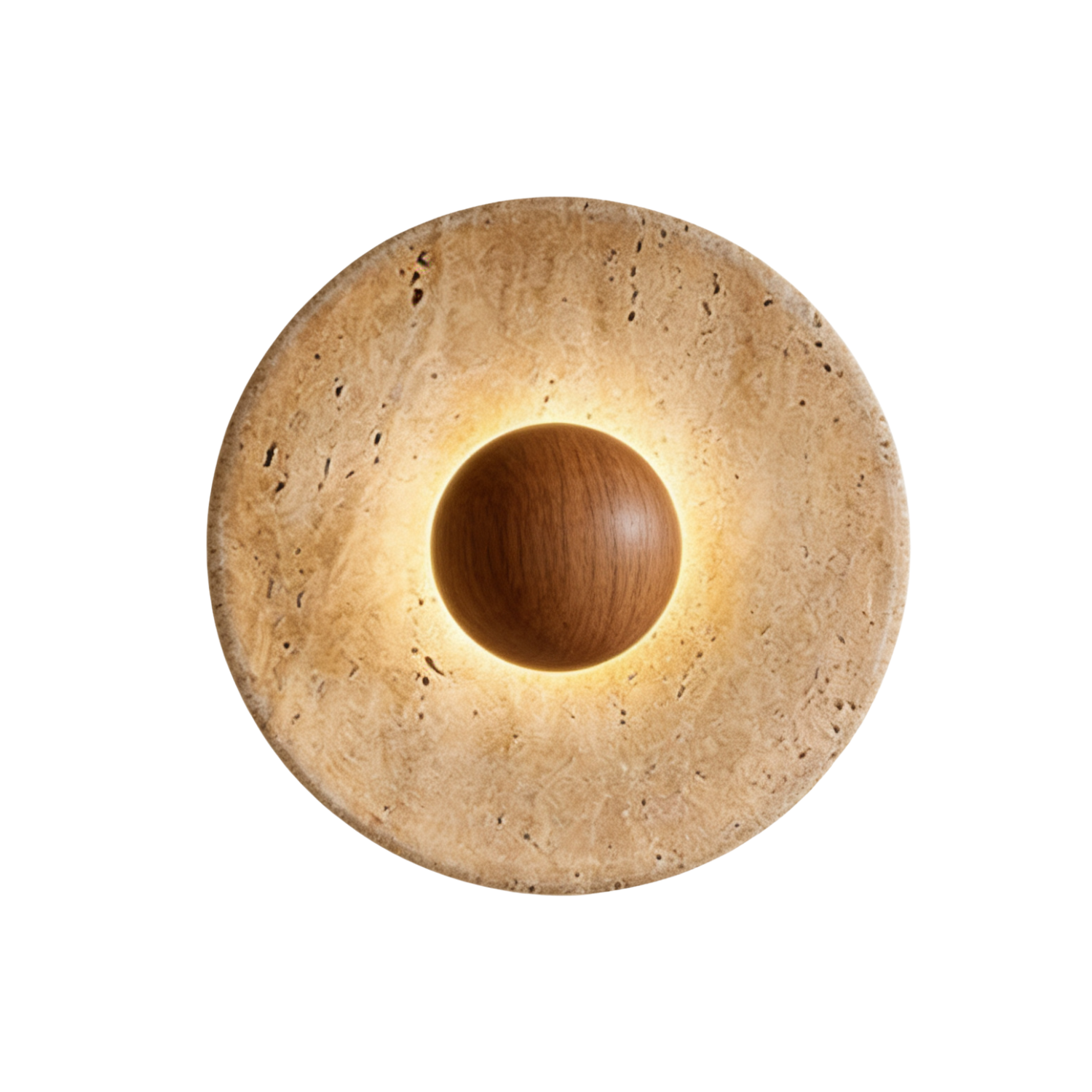 Arandela de Parede em Pedra Natural e Madeira LED Bivolt Estilo Japandi para Quarto e Sala de Estar