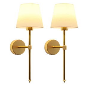 Arandela de Parede Recarregável em Metal com Cúpula de Tecido E27 LED RGB Dimerizável Bivolt 72h para Quarto e Sala