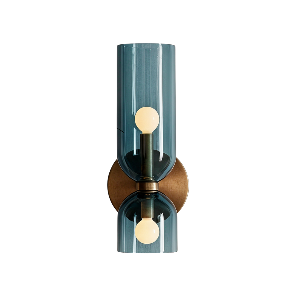 Arandela de Parede em Vidro e Metal com Luz Dupla E14 Bivolt Estilo Nórdico Minimalista para Quarto e Corredor