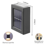 Arandela Solar LED Externa à Prova d'Água IP65 Bidirecional Luz Quente para Muro e Jardim