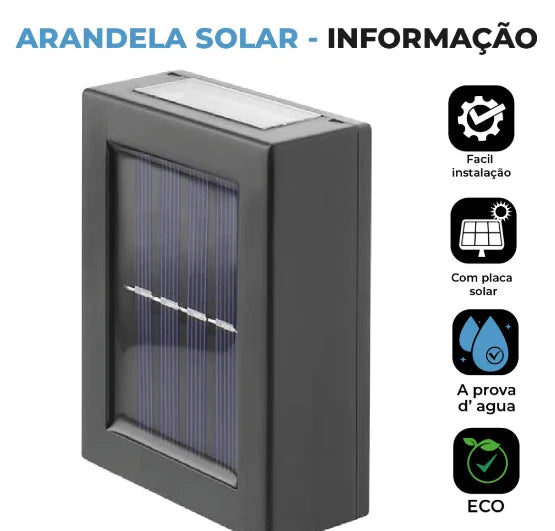 Arandela Solar LED Externa à Prova d'Água IP65 Bidirecional Luz Quente para Muro e Jardim