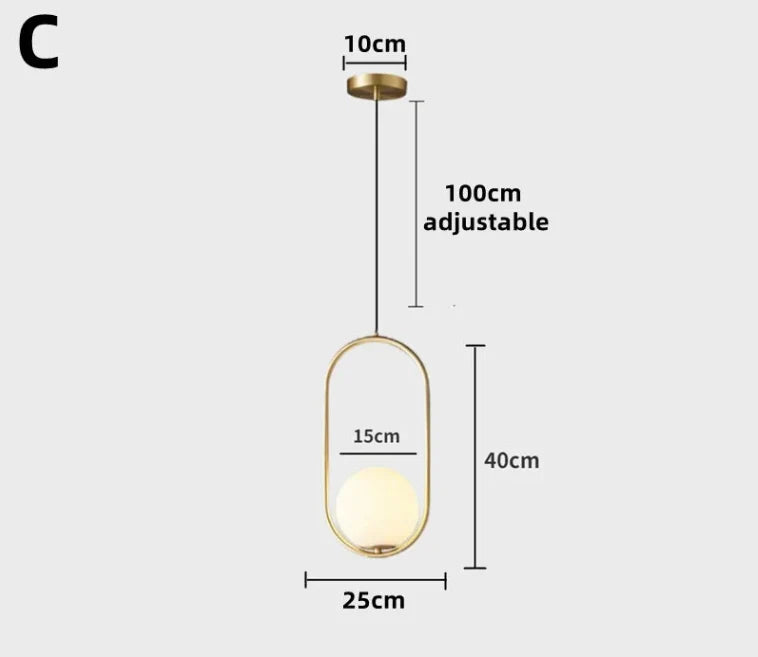 Pendente de Teto em Metal Dourado Polido Minimalista Bivolt para Sala de Jantar e Cozinha