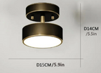 Luminária de Teto em Cobre LED Integrado 15cm Bivolt Preto Fosco com Interior Dourado para Sala e Quarto