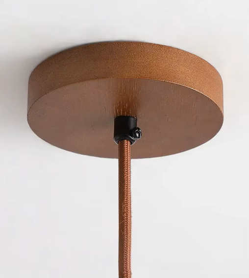 Pendente de Teto em Travertino Natural e Madeira 12W Bivolt Wabi-Sabi 15cm para Quarto e Sala de Jantar