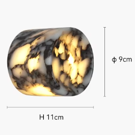 Arandela de Parede Cilíndrica em Mármore Natural Preto G9 Bivolt Bidirecional para Quarto e Sala
