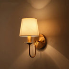 Arandela de Parede em Ferro Cobre com Cúpula de Tecido E14 Bivolt Estilo Europeu para Quarto e Sala