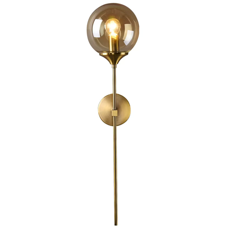 Arandela de Parede Balão em Metal Dourado e Globo de Vidro G9 Bivolt Bidirecional para Sala e Quarto