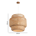 Pendente de Teto Artesanal em Bambu Natural E27 Bivolt 30cm para Sala de Jantar e Quarto