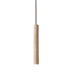 Pendente de Teto Tubular Slim em Pedra Travertino Natural G4 5W Bivolt Estilo Japonês para Quarto e Sala de Jantar