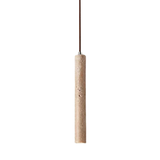 Pendente de Teto Tubular Slim em Pedra Travertino Natural G4 5W Bivolt Estilo Japonês para Quarto e Sala de Jantar