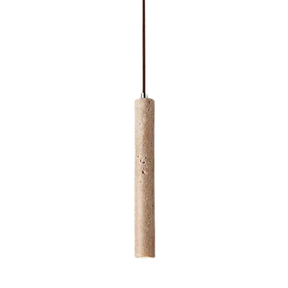Pendente de Teto Tubular Slim em Pedra Travertino Natural G4 5W Bivolt Estilo Japonês para Quarto e Sala de Jantar