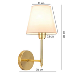Arandela de Parede Recarregável em Metal com Cúpula de Tecido LED RGB Dimerizável com Controle Remoto para Quarto e Sala