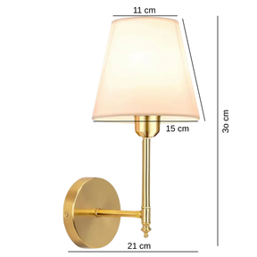 Arandela de Parede Recarregável em Metal com Cúpula de Tecido LED RGB Dimerizável com Controle Remoto para Quarto e Sala