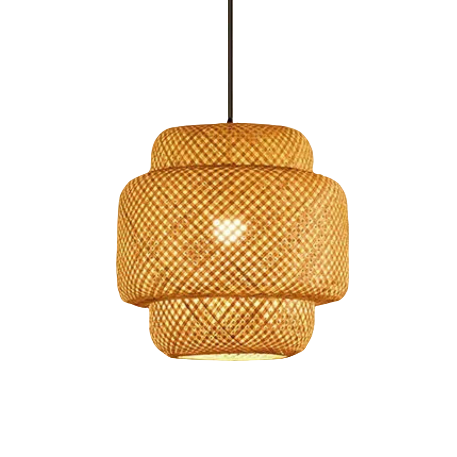 Pendente de Teto Artesanal em Bambu Natural e Madeira E27 Bivolt para Sala de Jantar e Quarto