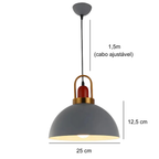 Pendente de Teto em Metal E27 Bivolt 25cm Estilo Nórdico para Sala de Jantar e Cozinha