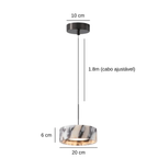 Pendente de Teto Circular em Pedra Mármore Natural LED 18W Bivolt para Quarto e Sala de Jantar