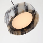 Pendente de Teto Circular em Pedra Mármore Natural LED 18W Bivolt para Quarto e Sala de Jantar