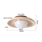 Plafon de Teto em Travertino Natural e Madeira E27 Bivolt Arquitetônico para Sala e Quarto