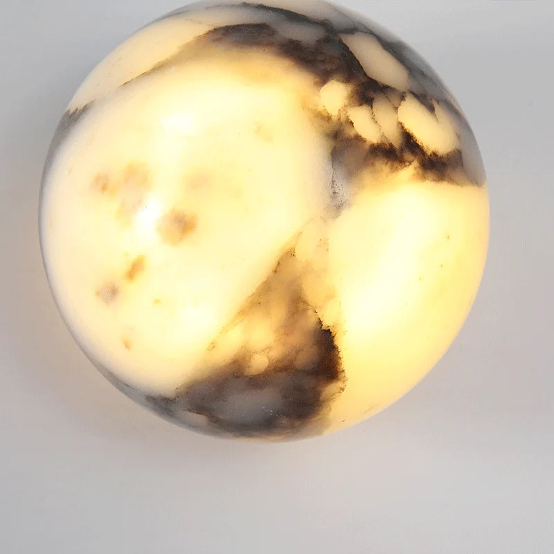 Arandela de Parede Globo em Mármore Natural Preto G9 5W Bivolt para Quarto e Sala