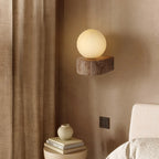 Arandela de Parede em Pedra Travertino e Vidro Fosco G9 Bivolt Wabi-Sabi Bidirecional para Sala e Quarto