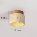 Plafon de Teto em Pedra Travertino e Madeira LED Integrado Bivolt Estilo Japonês para Sala e Quarto