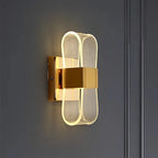 Arandela de Parede em Ferro e Acrílico Dourado LED Integrado Bidirecional 220V para Sala e Quarto