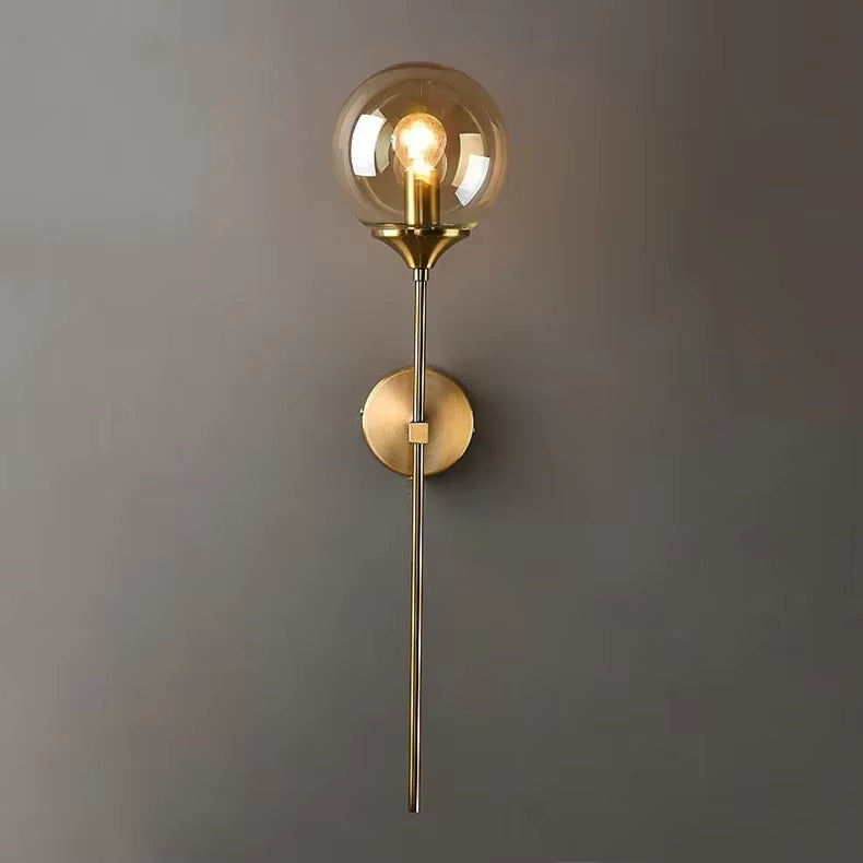 Arandela de Parede Balão em Metal Dourado e Globo de Vidro G9 Bivolt Bidirecional para Sala e Quarto
