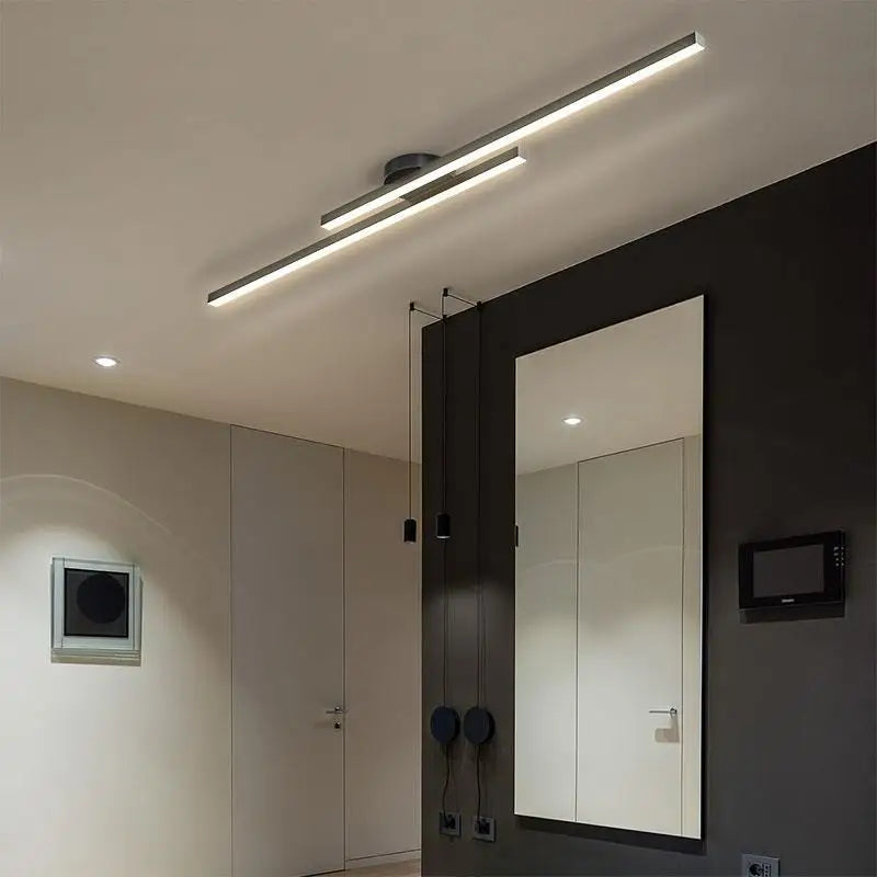 Luminária de Teto Linear em Alumínio LED Integrado 220V Sobreposta para Sala e Escritório