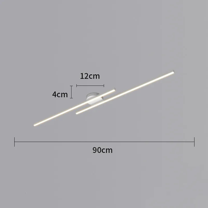Luminária de Teto Linear em Alumínio LED Integrado 220V Sobreposta para Sala e Escritório