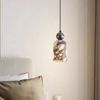 Pendente de Teto em Mármore Natural com Detalhe Esférico E27 Bivolt para Quarto e Sala de Jantar