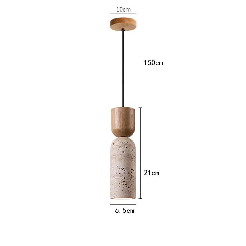 Pendente de Teto em Pedra Travertino Natural E27 Bivolt Estilo Japonês para Quarto e Sala de Jantar