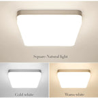 Plafon LED Quadrado de Teto Sobrepor Bivolt 18W a 48W Tricolor para Sala, Quarto e Cozinha